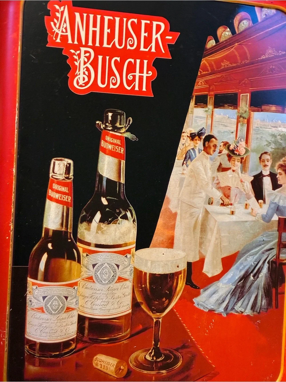 Red Vintage Anheuser Busch Serving Tray